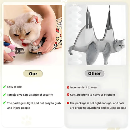 Supetspaw Reusable Cat Grooming Wrap – Washable Self-Adhesive Anti-Scratch Restraint for Stress-Free Nail Clipping, Face Cleaning, Medication, and Multifunctional Care | Ideal for Makeup or Camera Travel Storage