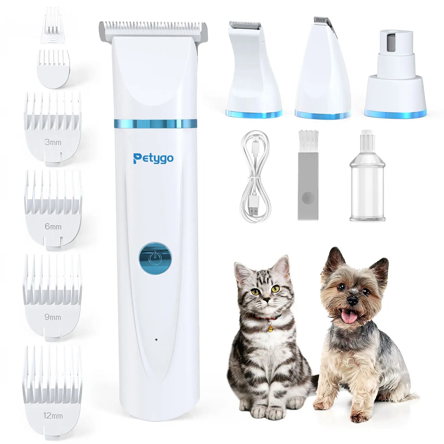 Petygo Professional 4-In-1 Dog Grooming Kit with Nail Grinder and Paw Trimmer - Low-Noise, Rechargeable, Cordless Electric Clippers for Dogs, Cats, and Small Pets - Ideal Gift for Holidays and Special Occasions