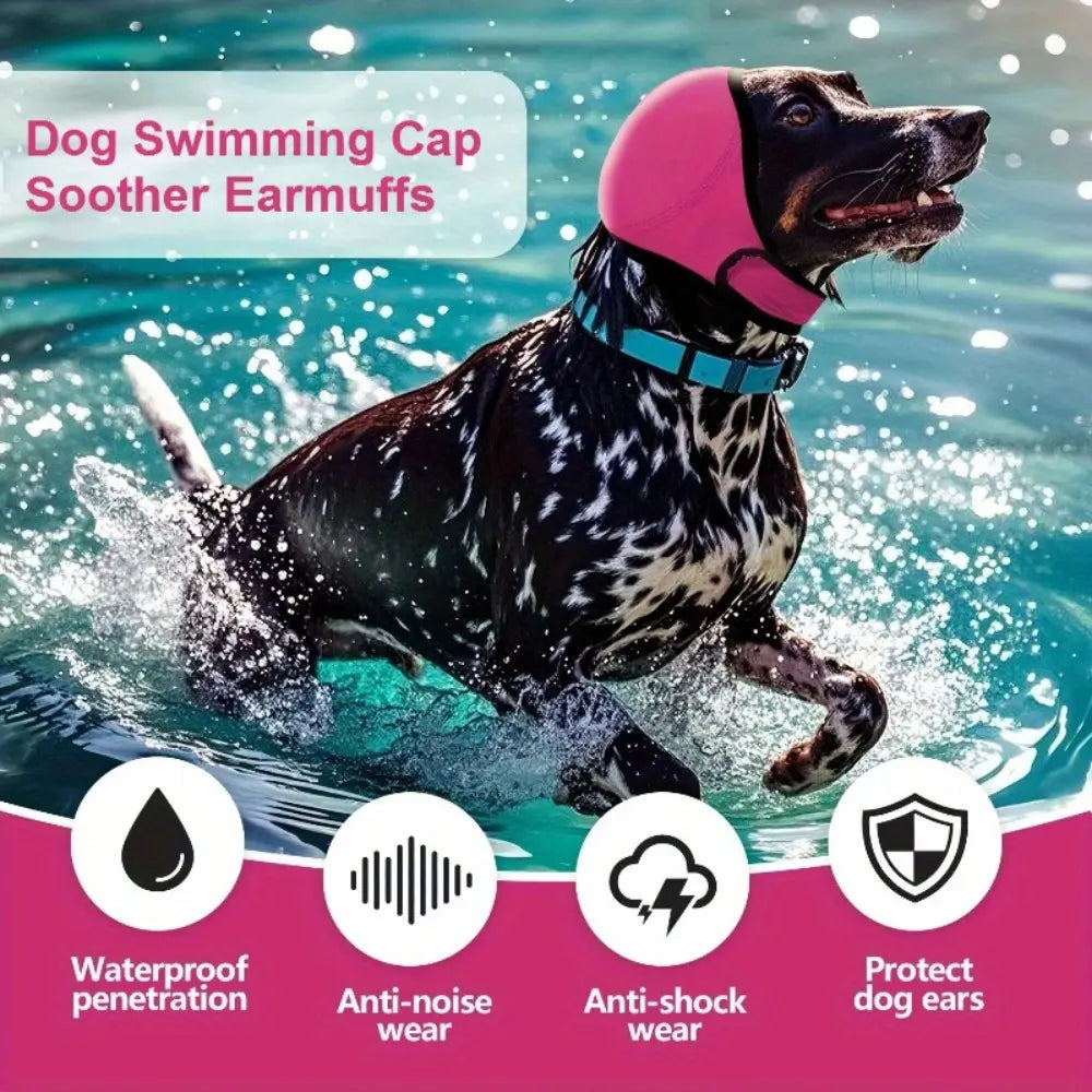 Dog Ear Protection Earmuffs and Bandana Set for Noise Reduction and Hearing Safety - Adjustable, Breathable Soft Material, Perfect for Swimming and Beach Activities