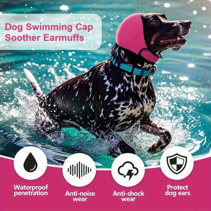 Dog Ear Protection Earmuffs and Bandana Set for Noise Reduction and Hearing Safety - Adjustable, Breathable Soft Material, Perfect for Swimming and Beach Activities