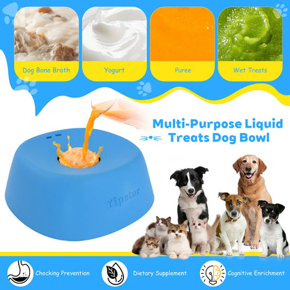 Yipetor Slow Feeder Dog Bowl with Integrated Rolling Ball for Liquid Treats, Spill-Resistant Bone Broth Licking Bowl, Versatile Puppy Yogurt Feeder Suitable for All Breeds and Dietary Supplements