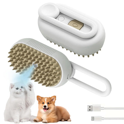 3-in-1 Pet Steam Brush and Hair Remover for Cats and Dogs - Adjustable Grooming Comb with Steamy Mist Technology for Effective Fur Removal