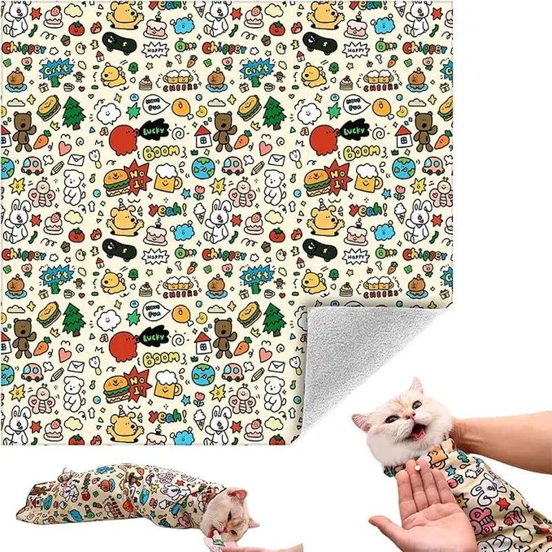 Supetspaw Reusable Cat Grooming Wrap – Washable Self-Adhesive Anti-Scratch Restraint for Stress-Free Nail Clipping, Face Cleaning, Medication, and Multifunctional Care | Ideal for Makeup or Camera Travel Storage