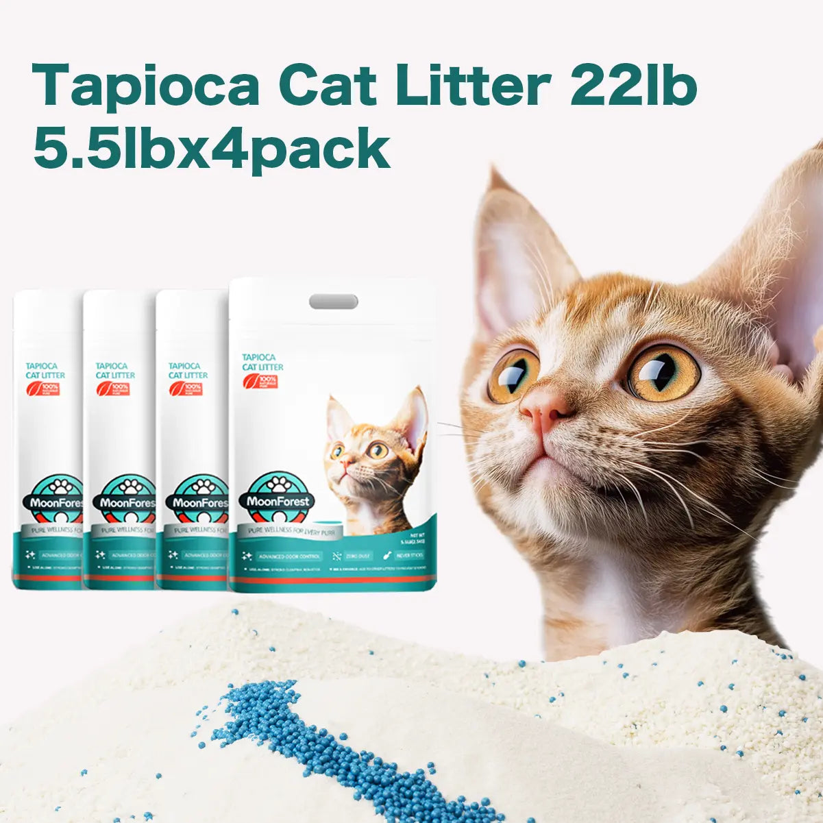Moonforest Premium Clumping Tofu Cat Litter - Low Dust Formula for Optimal Feline Comfort