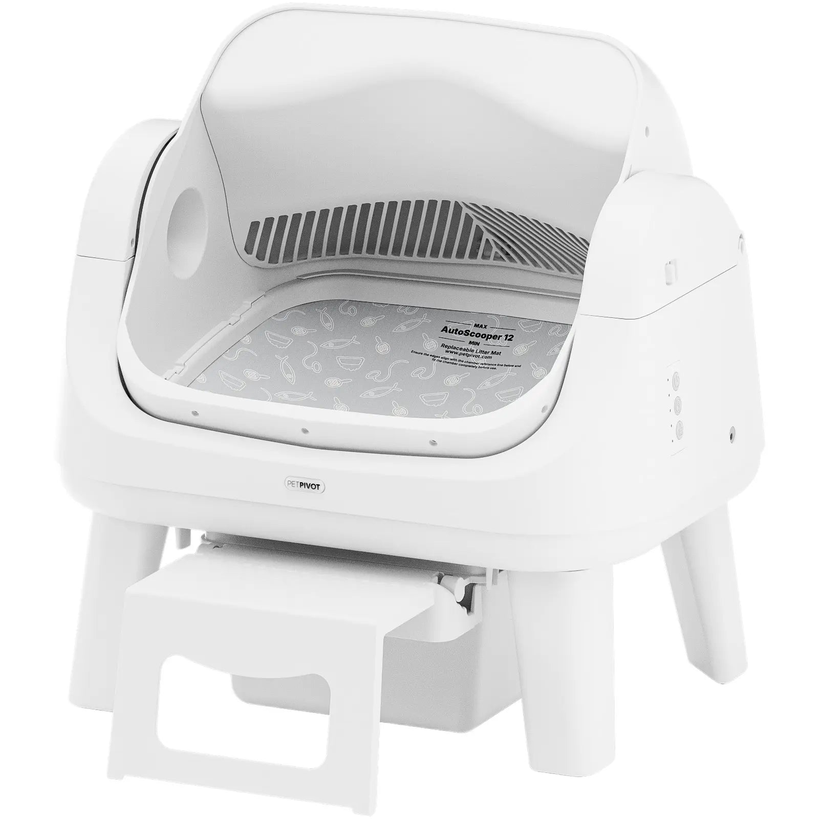 Petpivot Autoscooper 12 Lite Open Top Self-Cleaning Cat Litter Box with Automatic Operation, Dual Safety Sensors, Anti-Pinch Protection, and Senior Cat Accessibility Step