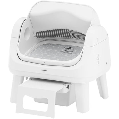 Petpivot Autoscooper 12 Lite Open Top Self-Cleaning Cat Litter Box with Automatic Operation, Dual Safety Sensors, Anti-Pinch Protection, and Senior Cat Accessibility Step