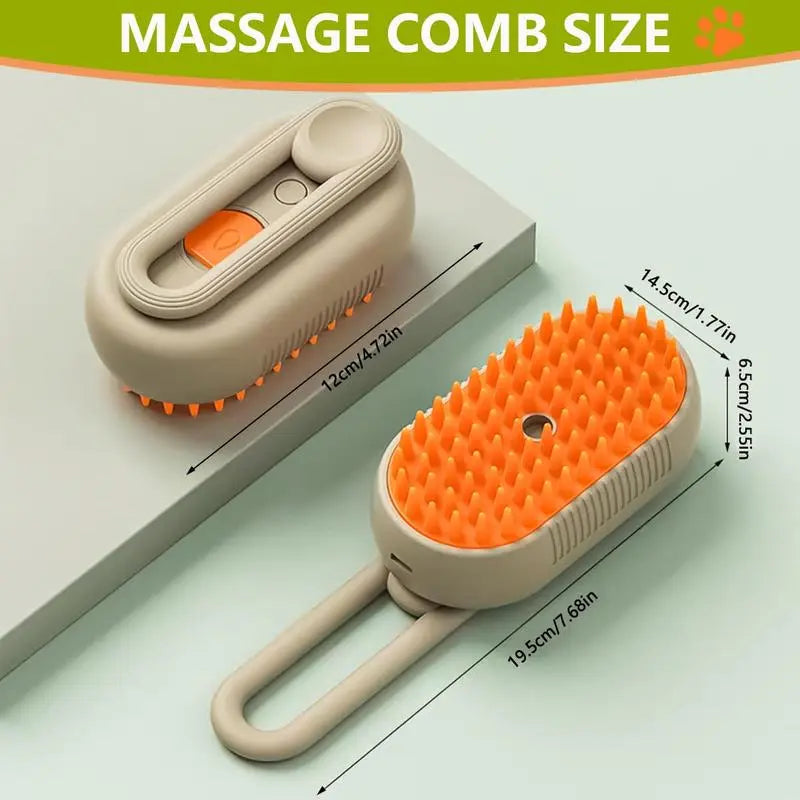 3-in-1 Pet Steam Brush and Hair Remover for Cats and Dogs - Adjustable Grooming Comb with Steam Technology for Efficient Fur Removal