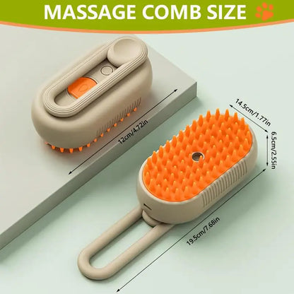 3-in-1 Pet Steam Brush and Hair Remover for Cats and Dogs - Adjustable Grooming Comb with Steam Technology for Efficient Fur Removal