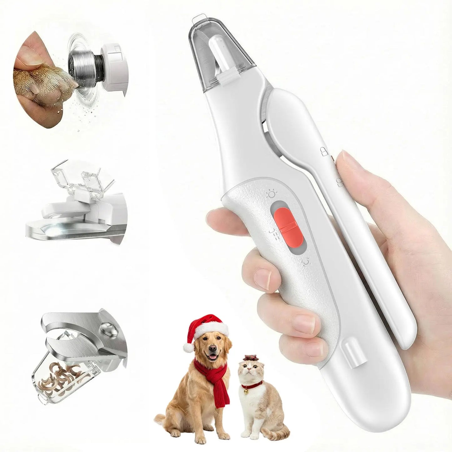 Catpick 2-in-1 Electric Pet Nail Clipper and Grinder with LED Light, Rechargeable and Ultra Quiet Grooming Tool for Dogs and Cats of All Sizes